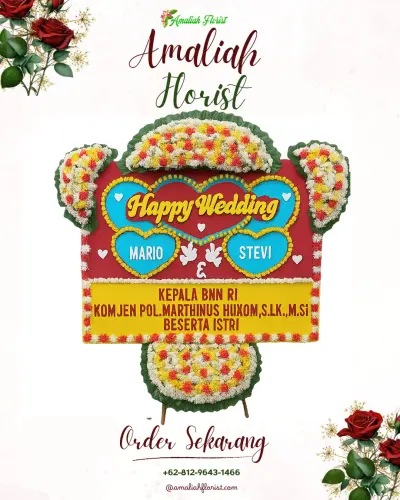Karangan Papan Bunga Pernikahan di Semolowaru